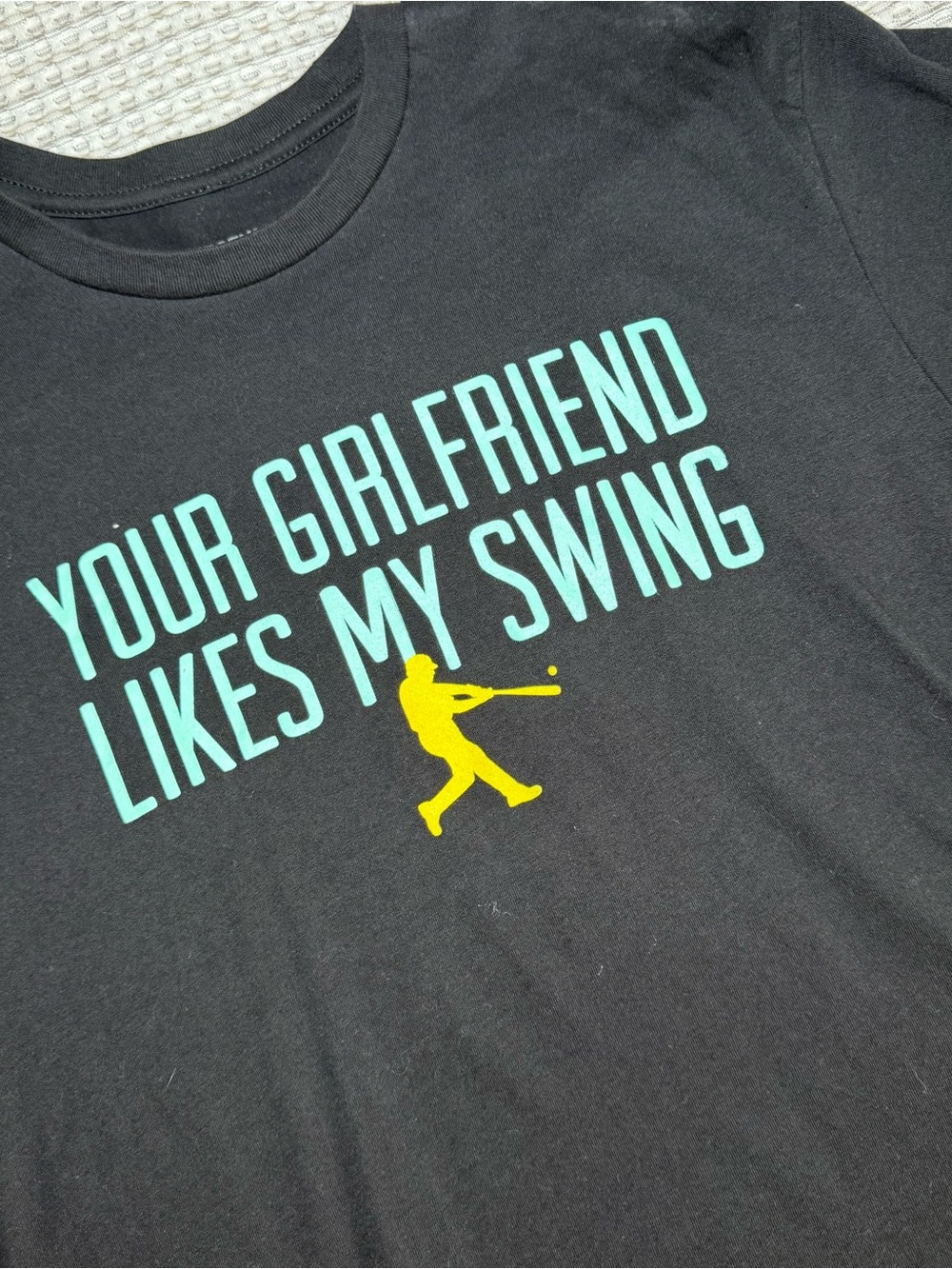 Baseball Lifestyle 101 Your Girlfriend Likes My Swing Black BL101 Mens Medium